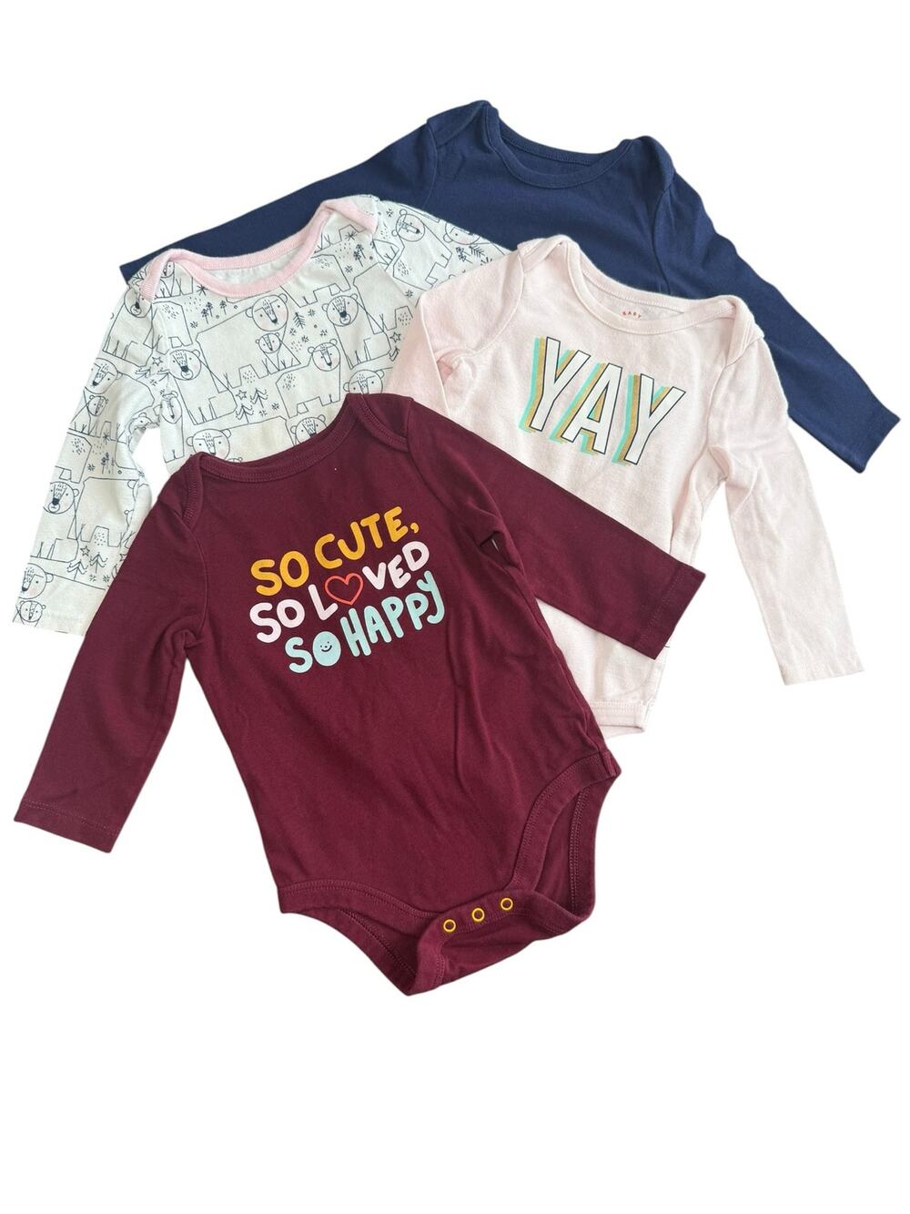 Cat & Jack Long Sleeve Bodysuit Bundle Baby Girl 6-9 Months